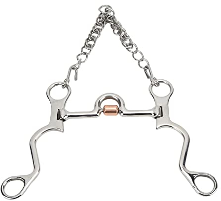 Pferdegebiss, Pferdegebiss, Trensengebiss für Pferde, Pelham-Gebiss, Starkes Edelstahl-Pferdegebiss mit Edelstahlkette und Kupferrolle für Reitsport-Leistungen (120MM)