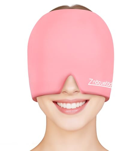 ZNÖCUETÖD Migraine Headache Relief Cap Hat Full Head ice Pack Wrap Cooling Gel Ice Beanie Cold Cap Hot/Cold Compress Therapy for Sinus, Stress, Tension, Head Pain Relief, Gift for Women