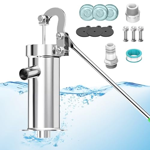 TIMILAND Manuelle Brunnenpumpe 【Verbessertes integriertes Basisdesign】Handbrunnenpumpe, Edelstahl-Tiefbrunnen-Handpumpe, Krugpumpe für Brunnenwasser-Saugpumpe, Erdwasser für Garten, Hof, Bauernhof, 10