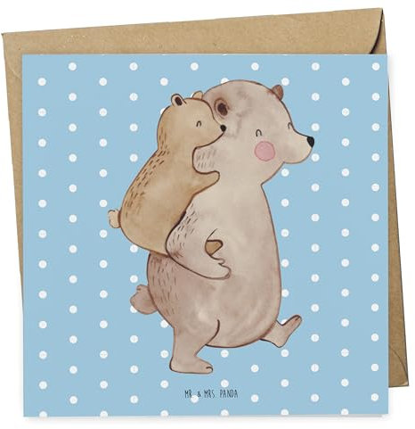 Mr. & Mrs. Panda Glückwunschkarte Papa Bär - Geschenk, Muttertag, Vatertag, Grußkarte, faltkarte, Vater, doppelkarte, Geburtstag, anlasskarte, Klappkarte