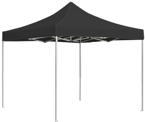 Rantry Professioneller Faltpavillon aus Aluminium, 3 x 3 m, anthrazit, Möbel, Außenpavillon für Garten, Balkon, Terrasse, Gartenpavillon, faltbar,