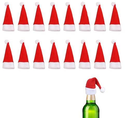 10 Stück Mini Weihnachtsmütze,Nikolausmütze Klein,Kleine Weihnachtsmützen,Basteln Filz Weihnachten Besteckhalter Hats,für Eier SüßIgkeit Flaschen Deko Schneemann Dekoration Geschenk Dekoration (10)