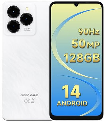 Ulefone Note 20 Pro Mobile Phones Unlocked Android 14, 128GB+1TB Expand, 6.75 inch 90Hz, 50MP Triple Camera 6000mAh 18W 4G Dual SIM Smartphone Octa Core Fingerprint Face Unlock OTG UK Version White