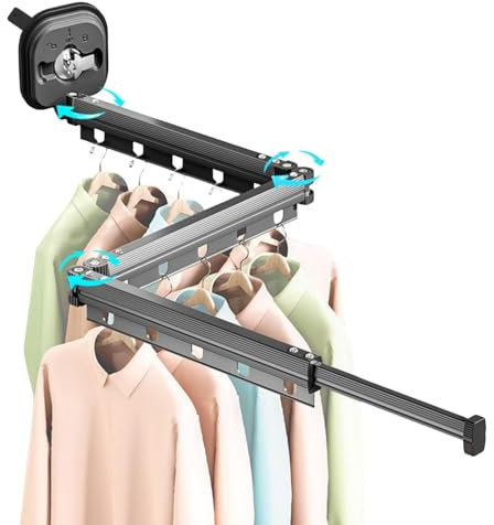 PMVRTHQV Wäscheständer, Wandmontage, platzsparend, Wandmontage, einziehbar, zusammenklappbar, für Wäsche, Balkon, Schlammzimmer, Schlafzimmer (3-fach gefaltet)