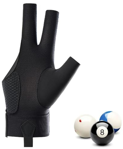 MIRKUZI Billard-Handschuhe, 1 Stück, Billardhandschuh, rechte Hand, Billard-Queue-Handschuh, rutschfester, verstellbarer, schwarz