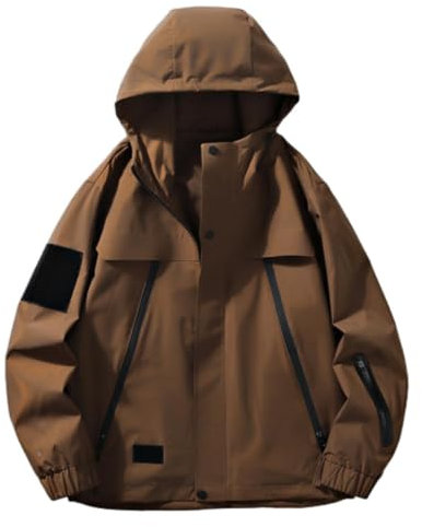 ZACOLLAN Jacke Herren Casual Mode Sport Hoodie Jacke Herren Persönlichkeit Gutaussehend Trend Übergangsjacke Herren Camping Bergsteigen Workout Outdoorjacke Herren I-Coffee 3XL
