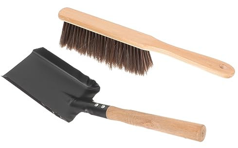 ANDRESLAD Kaminreinigungsset Mit Ofenschaufel Und Besen Holzgriff Praktisches Kaminbesteck Leicht Aufzuhängen Aschebesen Zubehör Für Holzöfen Haushaltskaminpflege