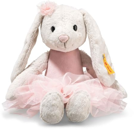 Steiff Hoppie Balletthase 30cm bunt, Plüschtier mit Schlappohren, Flauschiges Stofftier im Ballett-Outfit zum Kuscheln und Spielen, Kuscheltier für Mädchen und Jungen, waschmaschinenfest