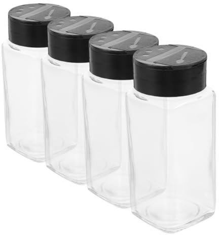 Cabilock Juego De 4 Saleros y Pimenteros De Vidrio 120ml Con Tapa Pp y Tapa Abatible, Dispensadores Herméticos Para Condimentos, Aptos Para Cocina Doméstica y Restaurante