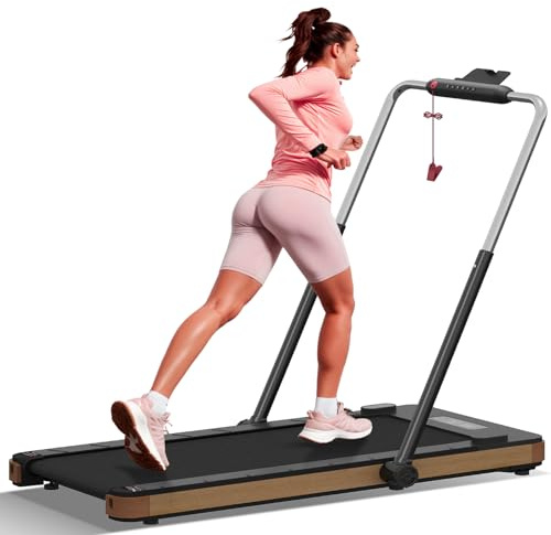 Devoko Laufband für Zuhause mit Höhenverstellbare Armlehnen und APP Connect, 1-12 Km/h, 130KG, Klappbar mit Breiterer Laufgürtel 42 cm