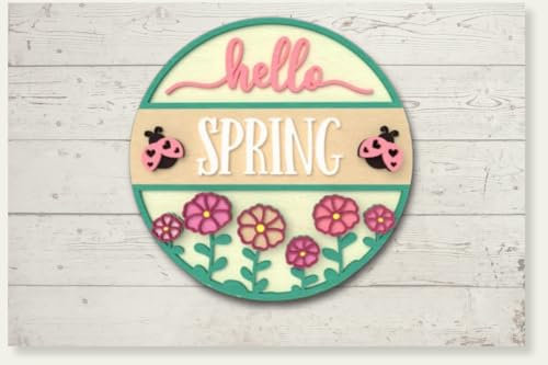 DIY Türschild Türhänger aus Holz, Hello Spring, Bastel Set, Selbst gestalten, anmalen, Valentin Geschenk, Holz Deko, Holzpuzzle