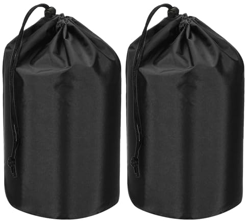 PATIKIL Saker säck, 2 st 23 x 43 cm vattentät utomhus förvaringsväska bärbar dragsko dammklaffväska lätt sovsäck för camping vandring resor, svart