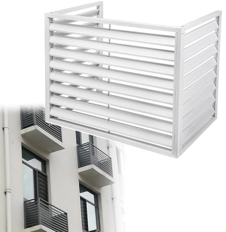 Metal Outdoor Air Conditioner Cover Protect Your AC Unit with Durable HVAC Cage Weatherproof AC Condenser Cover Heat Pump Cover for Outside Wall (Bianco 110x60x80CM)