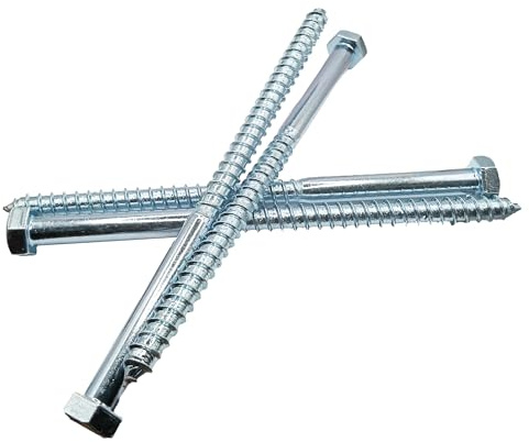 HAFD Viti a testa esagonale zincate per impieghi gravosi 12 x 200 mm, confezione da 6 bulloni a testa esagonale, per fissaggio da legno a cemento, per uso esterno in terrazze, recinzioni e progetti