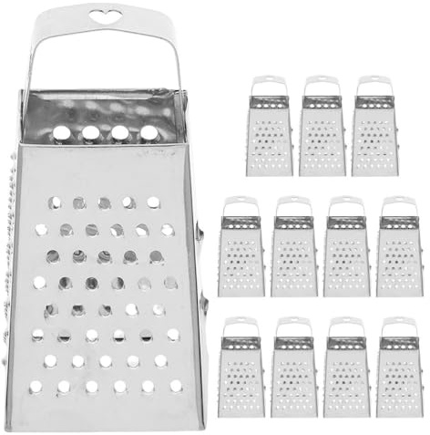 COOLHIYA 12 Stück Mini-Käsereibe Edelstahl Käse Reibe Für Käse Ingwer Gemüse 4-in-1 Kastenreibe Zum Reiben Raspeln Schneiden Kompakt Für Küche