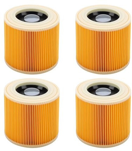 Hyzevee 4 Pack Filter Replacement compatible with Kärcher WD2 WD3 MV Series - Cartridge Filter Wet & Dry Vacuum Cleaner Replacement, replaces 64145520/6.414-552.0