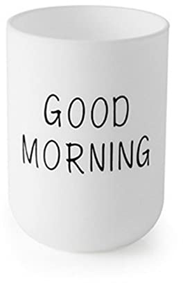 Toothbrush Cup Lightweight Unbreakable Reusable Bathroom Tumbler, Plastic Good Morning Cup Toothbrush Holders for Home Travel Bathrooms Counter Organizer(Color:White)