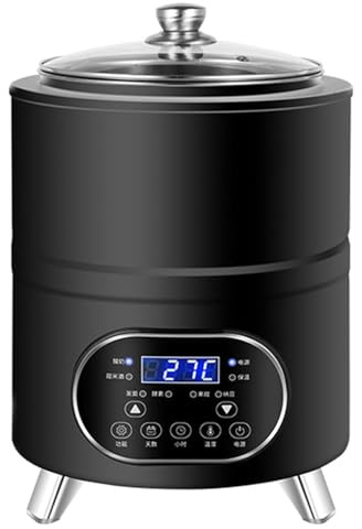 KRYANFEN Yogurtiera Professionale Macchina Yogurt 8L 12L con Interno in Acciaio Inox 304 e Schermo LCD per Yogurt Fatto in Casa e Natto per Le Famiglie Numerose Black-8L