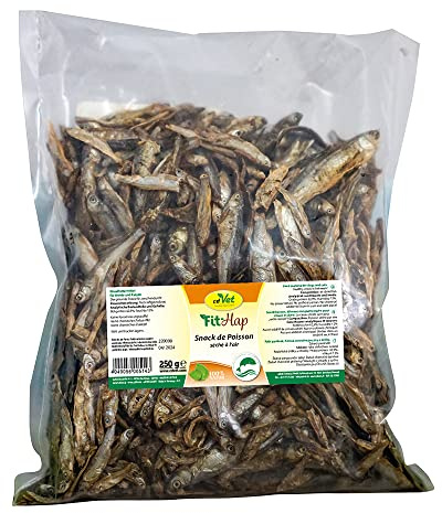 cdVet naturprodukter fisk Snack påse 250 g – hund, katt – foder – belöning – värdefulla omega fettsyror – naturliga – lufttorkade – utan färgämnen + konserveringsmedel –