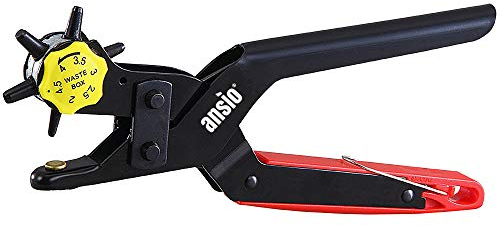 Leather Hole Punch, Belt hole puncher Heavy Duty Revolving Eyelet Plier Tool, Multi sized - 2mm to 4.5mm for Belts, Shoes, Cards, Crafts, Canvas, Bags, Soft plastics etc