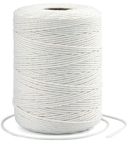 G2PLUS White String, 2MM 656 Feet White Cotton String, Cotton Bakers Twine for Meat, Roasting, Gift Wrapping, Gardening, Macrame, DIY Art & Crafts (200M/218Yard,12Ply)