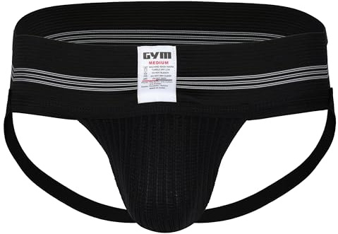 GYM, Sospensorio classico a fascia larga da uomo da 7,6 cm, nero, Medium
