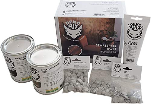 DekoFux Starterset 3D Wandgestaltung, Beton, Rost, 6 Teile…