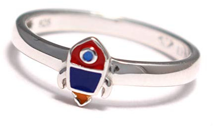 loveyourdiamonds Kinder Ring bunt mit kleiner Rakete aus 925 Sterling Silber
