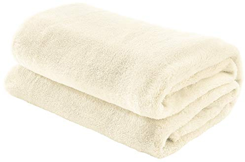 Erwin Müller Teddy-Fleece-Wohndecke Salerno, Fleece-Decke, Kuscheldecke wollweiß Größe 150x200 cm - flauschig weich, pflegeleicht