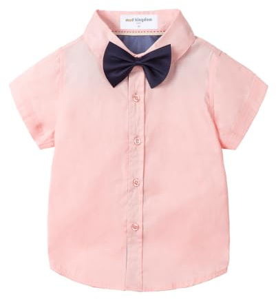 Mud Kingdom Kleiner Jungen Hemden und Krawatte Einfach Rosa Beiläufig Sommer 6 Jahre
