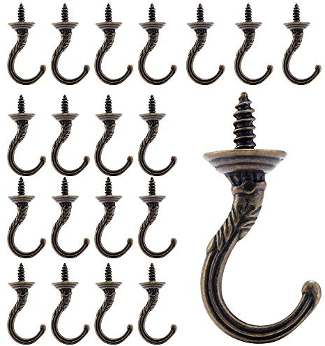 Fippy 20 pezzi Ganci a Vite per Soffitto Ganci Vintage a Vite in Stile Antico Ganci a Tazza, per Giardino Cucina Camera da Letto