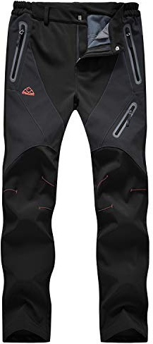 donhobo Womens Walking Waterproof Trousers Thermal Fleece Lined Ladies Winter Outdoor Windproof Warm Softshell Hiking Fishing Ski Snow Pants Black L