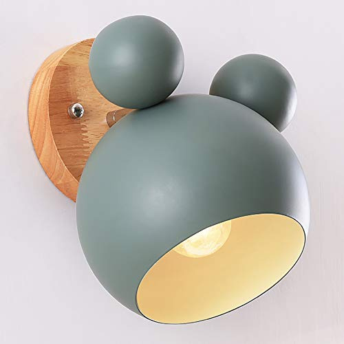 Mengjay Wandlampe Kinder Nachttischlampe Schlafzimmer Kinderzimmer Wandleuchte Innen Wandleuchten Eisen Holz Wandlampen Verstellbar Küche Wandbeleuchtung E27 Deko Decke Leuchte Flur Lampe (Grün)