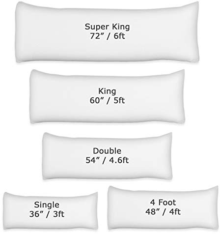 Comfortesy Orthopaedic Bolster Pillow Hollowfiber Filled - Non-Allergenic Long Pillow For Maternity, Pregnancy, Back, Neck & Multi-purpose Support Bolster Body Cushion - White (4FT 6 - Double)