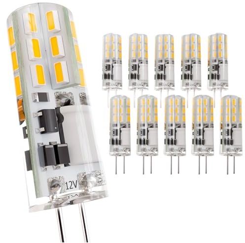 JAUHOFOGEI G4 LED 12V ac/dc 1 Watt ersatz für 10W Halogen Glühbirne - G4 Warmweiss Leuchtmittel SMD Stiftsockel Birne - G 4 LED Lampen Spot Birnen - G 4 Stiftsockellampe 1W - 10er Pack