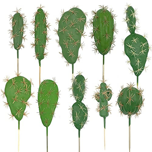 NA Woohome 10 Stück Künstliche Sukkulenten Blumen Pflanzen, Sukkulenten Künstlich Kaktus Stiele Heimdeko Innenbereich Garten DIY Zubehör für Zuhause Indoor Fairy Garden Dekorationelk