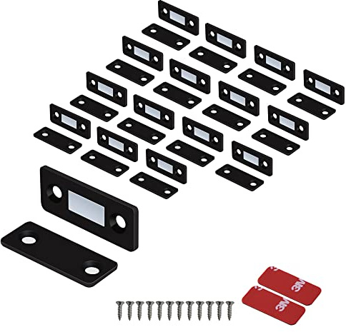 Mousike Magnetischer Türverschluss Ultradünne Schrankmagnete Edelstahl Schubladenmagnetverschluss für Schiebetürverschluss Küchenschrank Schrank Schrankschließer (confezione da 16, nero)