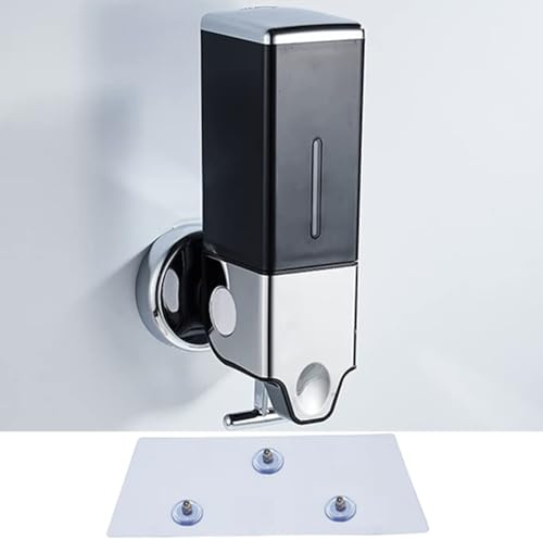 No Drill Manueller Presskopf an der Wand befestigter Seifenspender, Dusch- und Lotionspender für Zuhause, Bad, Küche, Hotels, Restaurants (Schwarz, 500ml)
