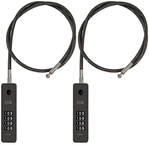 2 Pack Combination Lock 4-Digit Steel Cable Combination Padlock, Diameter 1/5, Length 23, Suitable for Cabinet, Lockers, Fence, Toolbox, Gate, Pet Door, Refrigerator Door, Helmet