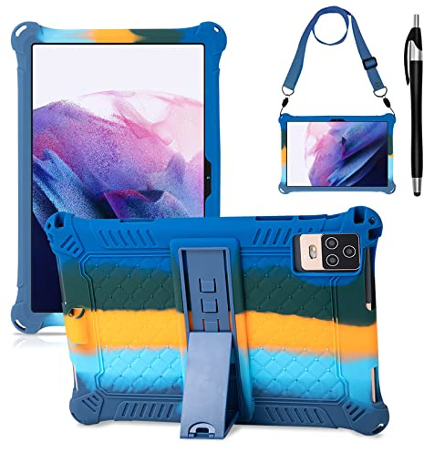 KATUMO Universal Fodral för 10,1 tumtablett, Silikonskal för MAXLEGEN/TCL/DOOGEE T10 Pro/DOOGEE U10 / Tibuta A70W / CWOWDEFU/weelikeit 10 tum Tablett, med Penn och Axelrem