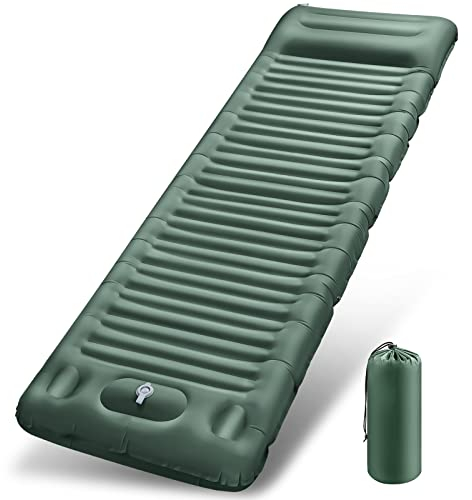 JEMULICE Isomatte Selbstaufblasend, 12CM Verdicktes Aufblasbare Matratze Kleines Packmaß mit Fußpresspumpe & Kissen, Ultraleicht Wasserdicht Luftmatratze Camping, Schlafmatte Outdoor für Wandern