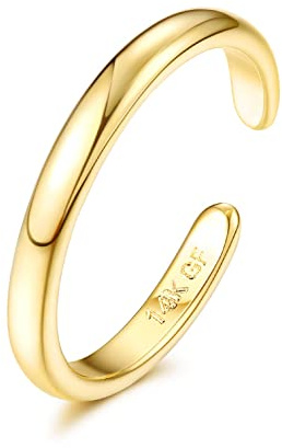 Jstyle Bague d'orteil réglable en or 14 carats pour femme avec oxyde de zirconium et marguerite, Adjustable, Or 14 carats, laiton, or, blanc, Zircone cubique