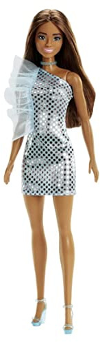 Barbie® Bambola, Giocattoli per bambini, Bruna in Teal Abito Metallico, Abiti alla Moda e Accessori, Regali per Bambini