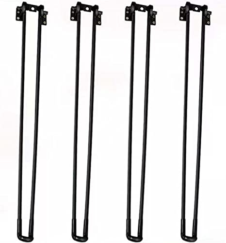 VETERS 4pcs Folding Hairpin Table Legs, Iron with Steel, Black, Mid-Century Modern Style, 20-60cm, Coffee, Laptop, Mini Desk