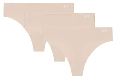 Under Armour Women's Underwear Pure Stretch No Show Thong Pant, 3 Pack Solid Thong Panties Donna (Pacco da 3)