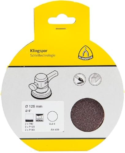 Klingspor Juego de rejilla abrasiva AN 400 (para pintura, barniz, masilla, etc., para el tratamiento de superficies, 125 mm) 367328