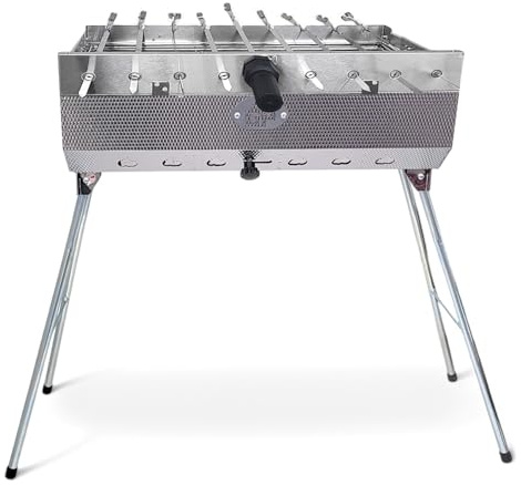 Mangal Set Taschkent Schaschlikgrill mit 9er Drehspieß Spieße Motor