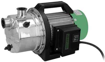 Pompa acqua pulita superficie acciaio inox 1.300 W. 5.000 lts/ora, profondità 8 m sollevamento 50 m. Pressione massima: 5 bar