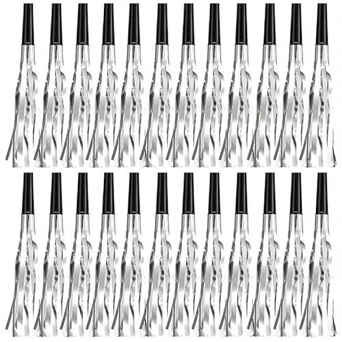 Party Noisemakers Gold/Silver Party Blowers Birthday Childrens Party Toy Accessory Bag Filler (Silver Party Blowers, 24, Party Blowers)