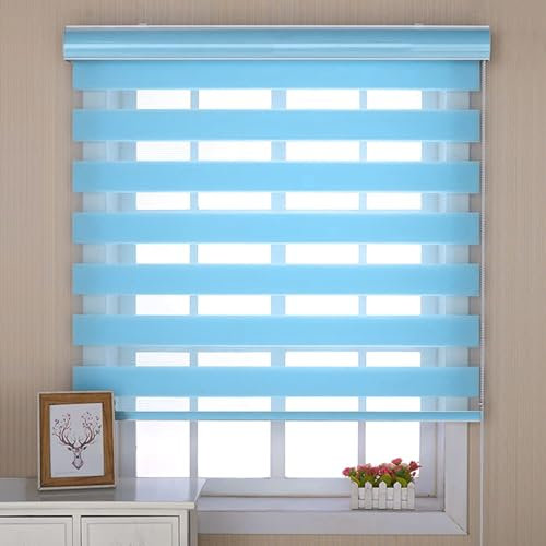 Thermorollo Klemmfix 40 x 165 cm Sonnen-, Sicht- & Schallschutz Sonnenschutzrollo Zebrarollo Seitenzugrollo Bequeme Montage für Fenster & Türen, Blau